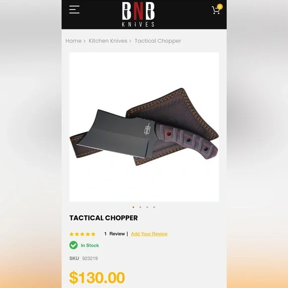 BucknBear Tactical Chopper Knife Black Finish 440C Stainless Blade - BNB923219